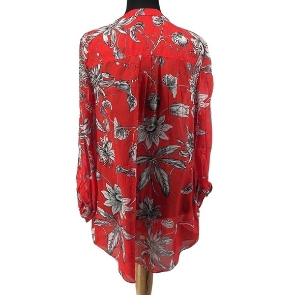 ANTHROPOLOGIE leifsdottir blouse button front 100% silk floral top flowy sz 6 - Picture 2 of 11